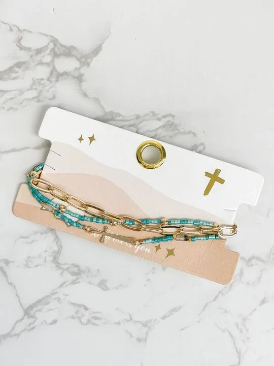 Cross Bracelet Set - Blue