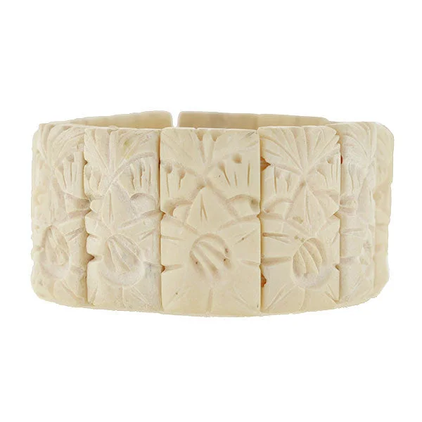 Retro Hand-Carved Bone Panel Link Bracelet