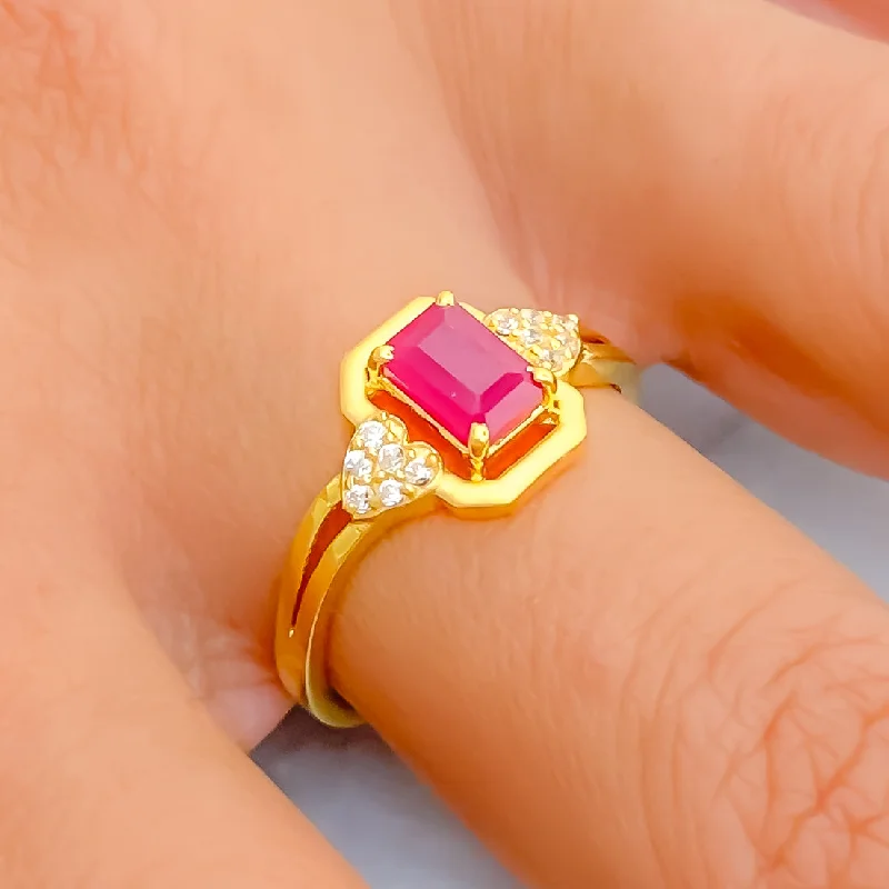 Glowing Beautiful 22k Gold CZ Ring