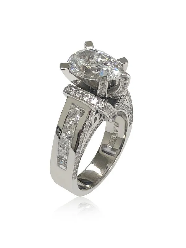 3 Carat Pear shape Cubic Zirconia tall Engagement ring