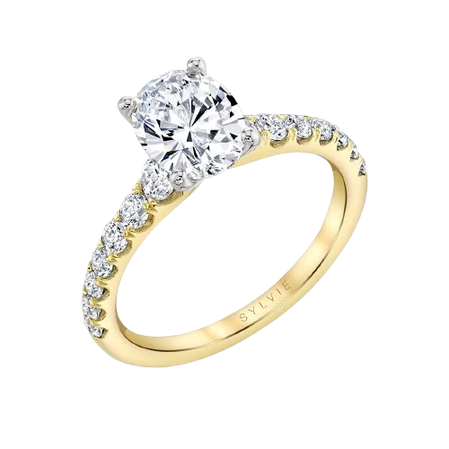 Engagement Ring Oval Cut Semi-Mount 14K Yellow Gold and Diamond  .64ctw (100100)