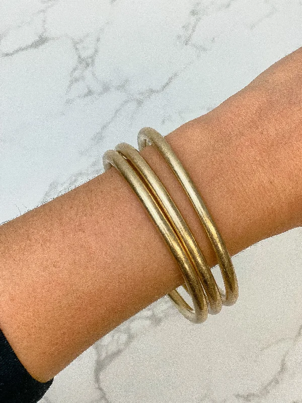 Matte Metal Bangle Set - Gold