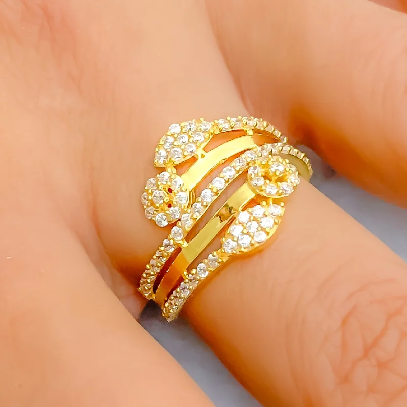 Graceful Detailed 22k Gold CZ Statement Ring