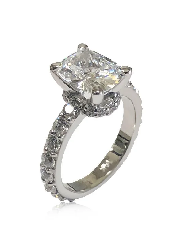 4 Carat Elongated Cushion cut Cubic Zirconia Engagement Ring